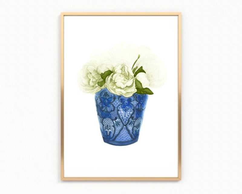Ginger Jar Olive Peonies