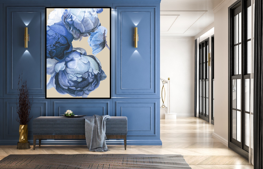 Poppy & Peony Delft Blue Cream II